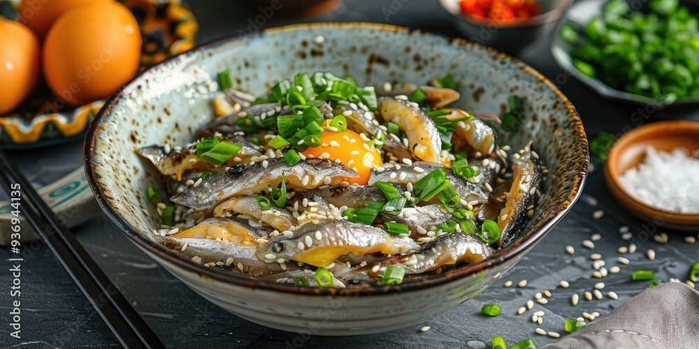Delicate Seafood Dish: Stir-Fried Mini Fish with Eggs Delicate Seafood Dish: Stir-Fried Mini Fish with Eggs