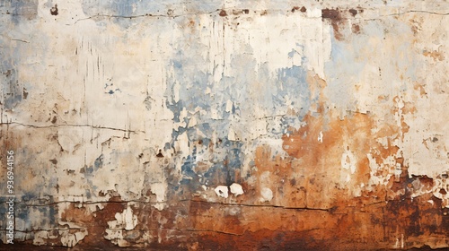 Abstract texture of aged, peeling wallpaper with patterns