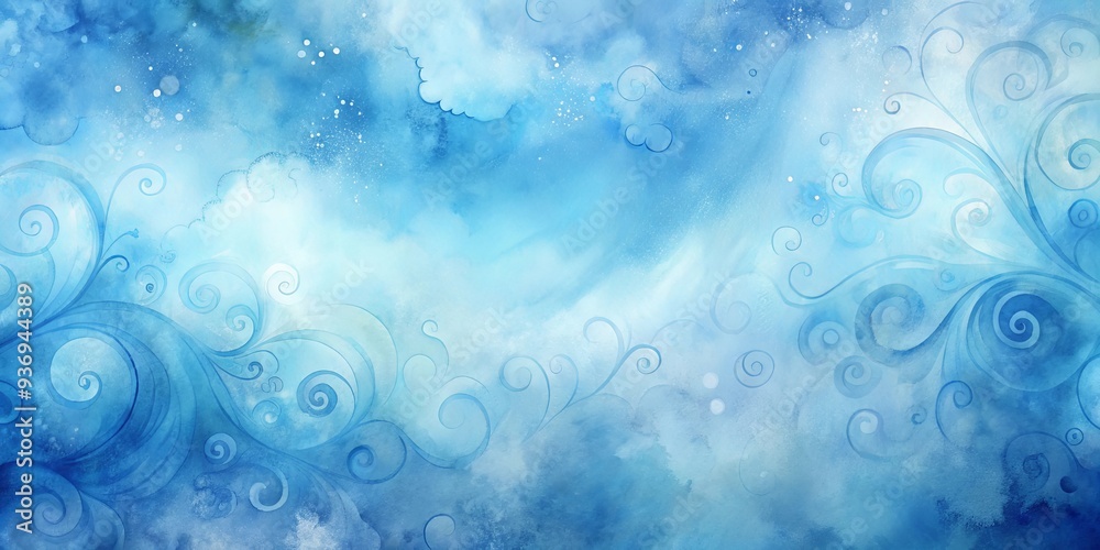 Blue watercolor background with soft swirls and blends creating a serene and artistic look for design projects