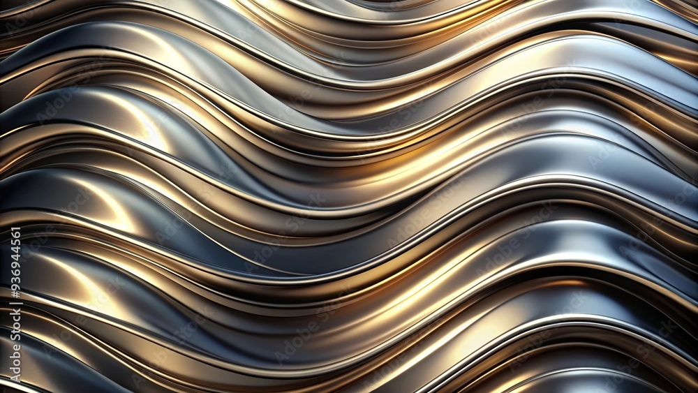 Abstract wavy background with shiny chrome metal texture and flowing waves Abstract wavy background with shiny chrome metal texture and flowing waves