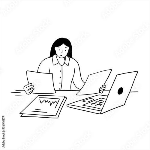 Employee analyzing statistical graphs
