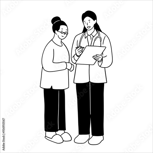 Doctor giving instruction to patient