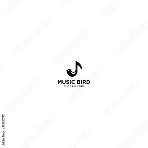 music bird logo design vector illustration