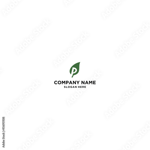 letter P leaf logo Stock Vector