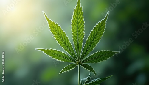 A close-up of a cannabis leaf, symbolizing nature and wellness, ideal for projects related to health, herbal products, and environmental themes.