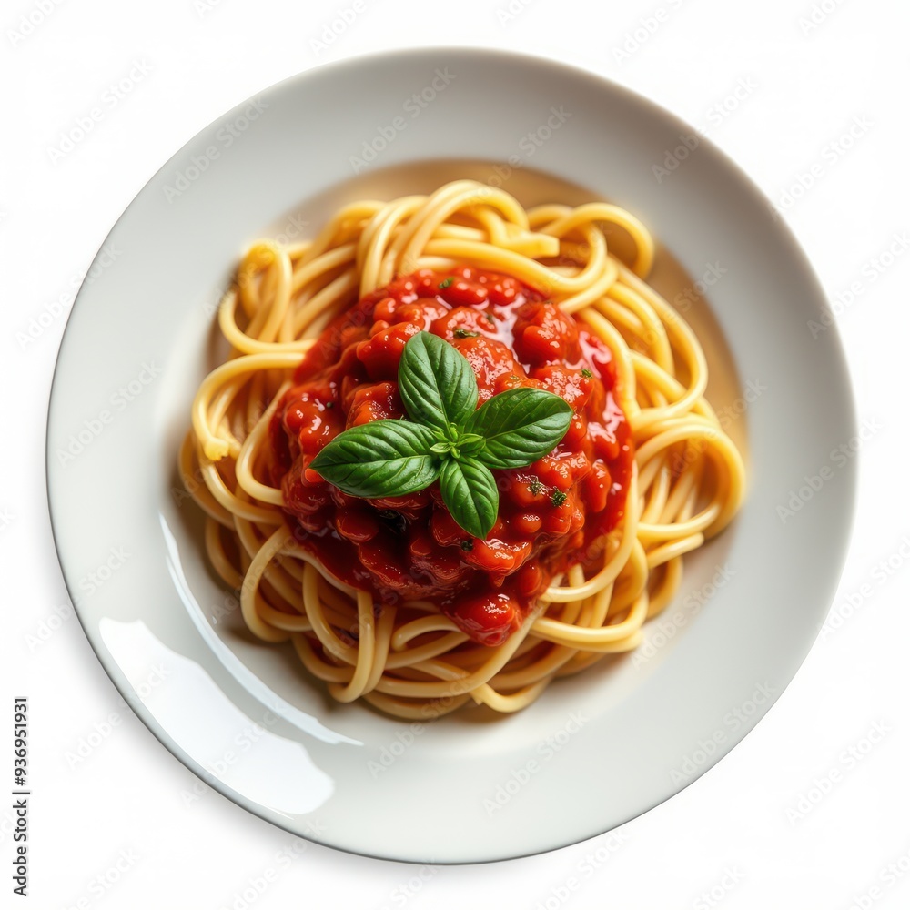 A delicious plate of spaghetti with rich tomato sauce and fresh basil, perfect for food lovers and culinary promotions. A delicious plate of spaghetti with rich tomato sauce and fresh basil, perfect for food lovers and culinary promotions.