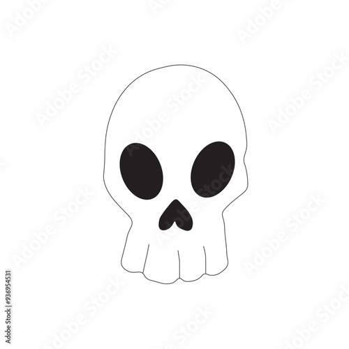 skull on white background in vector illustration. Skull icon.