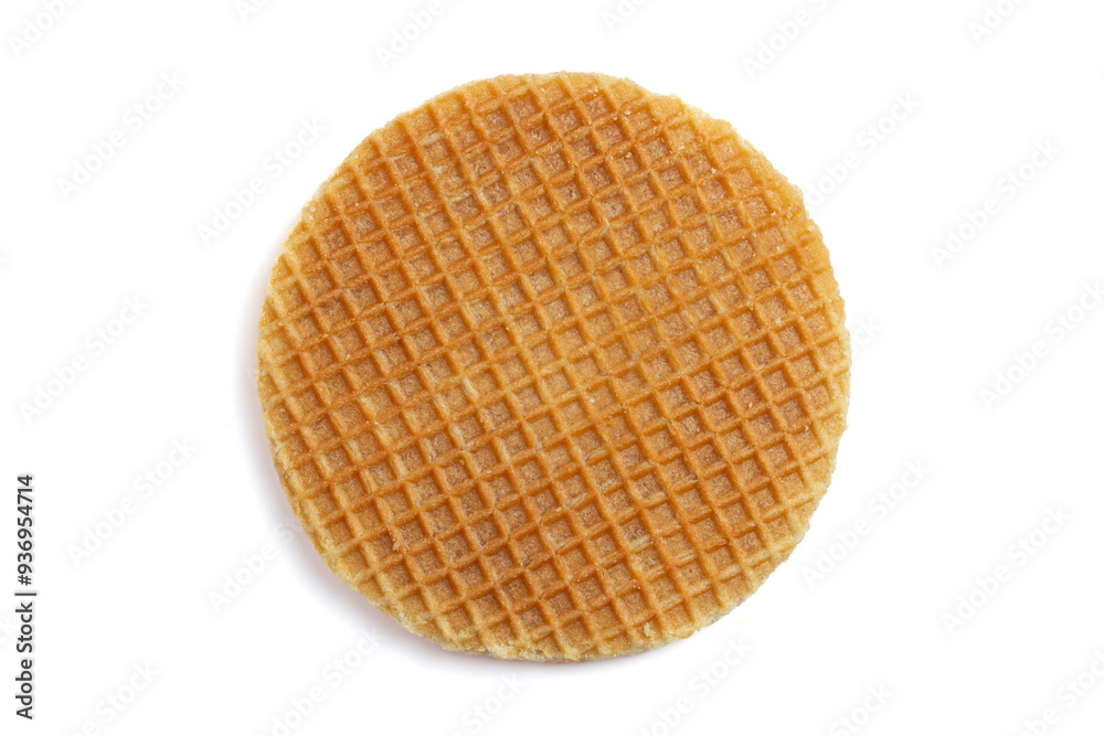 Caramel Filled Stroopwafel Cookies Isolated on a White Background Caramel Filled Stroopwafel Cookies Isolated on a White Background