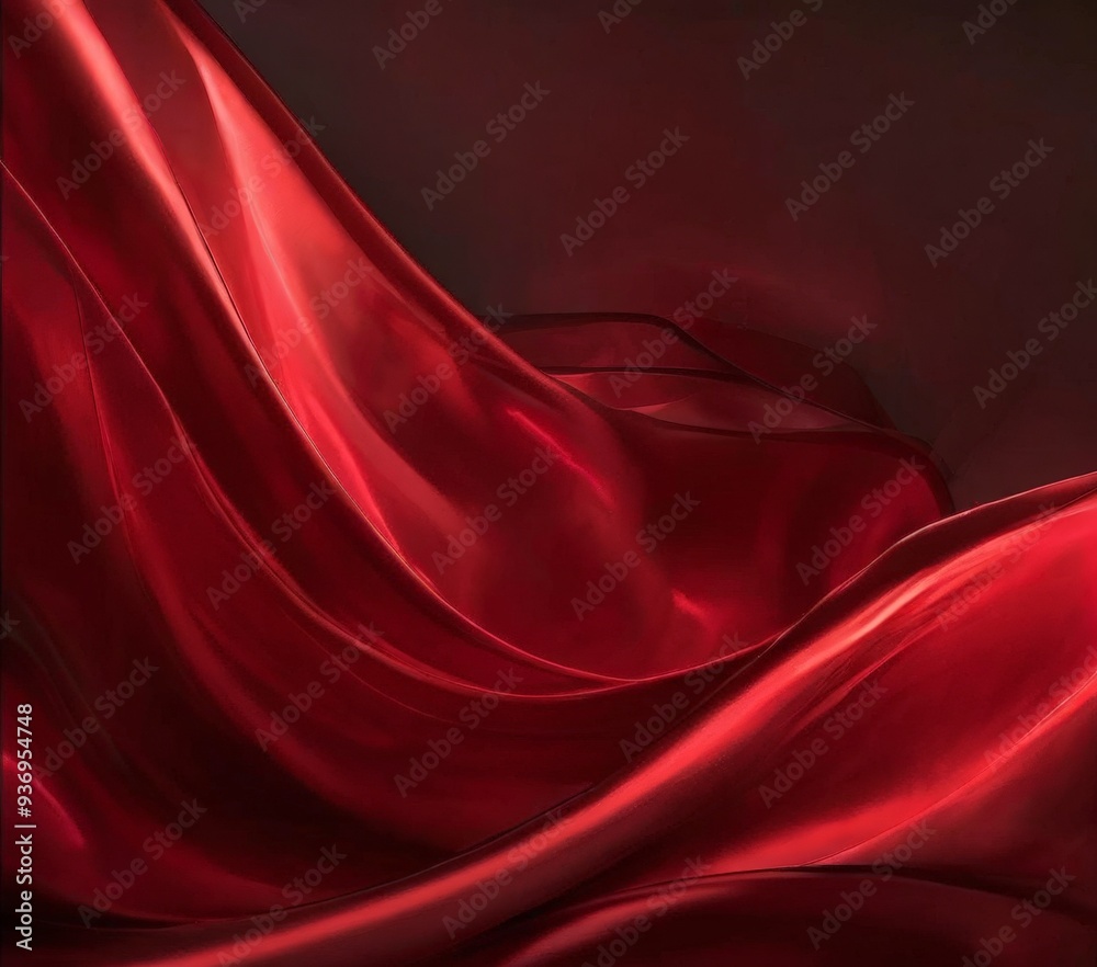 Obraz premium red silk fabric with black background