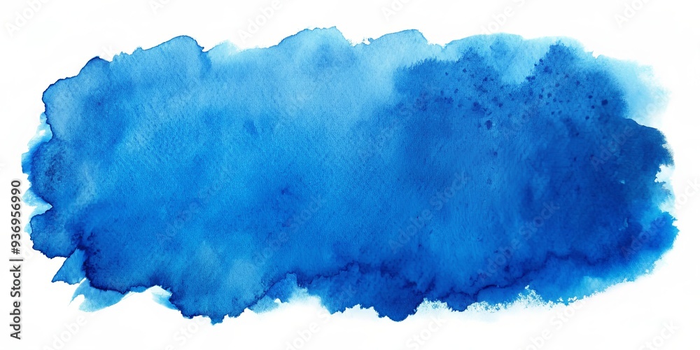 Blue watercolor spot on white background, artistic design element Blue watercolor spot on white background, artistic design element