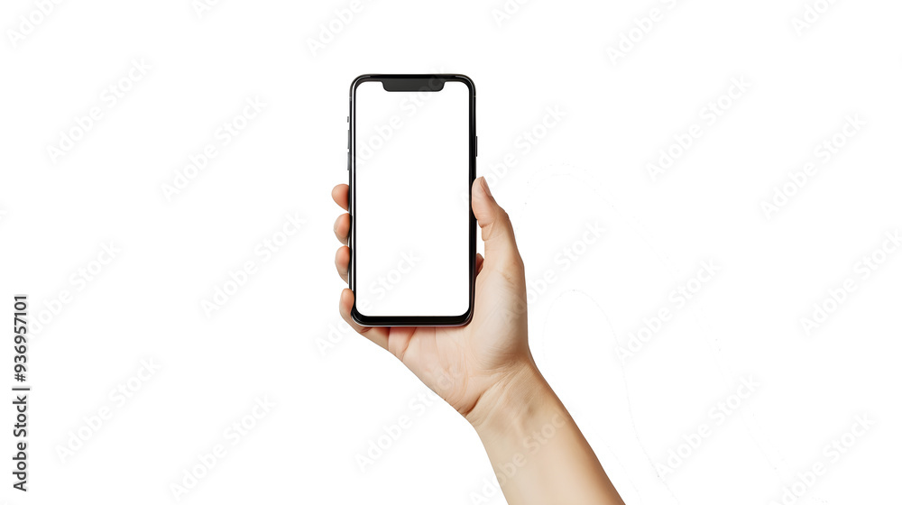 Human hand holding a smartphone isolated on transparent background. Human hand holding a smartphone isolated on transparent background.