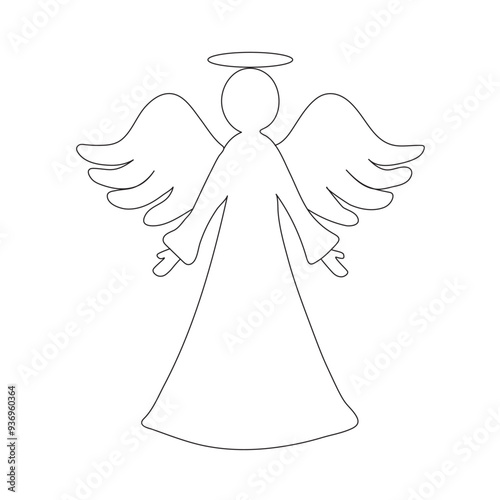 angel with wings. Angel outline images.