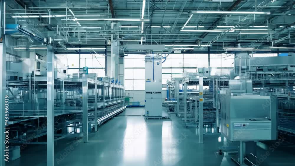 Exploring a clean and spacious industrial facility during a bright afternoon Exploring a clean and spacious industrial facility during a bright afternoon