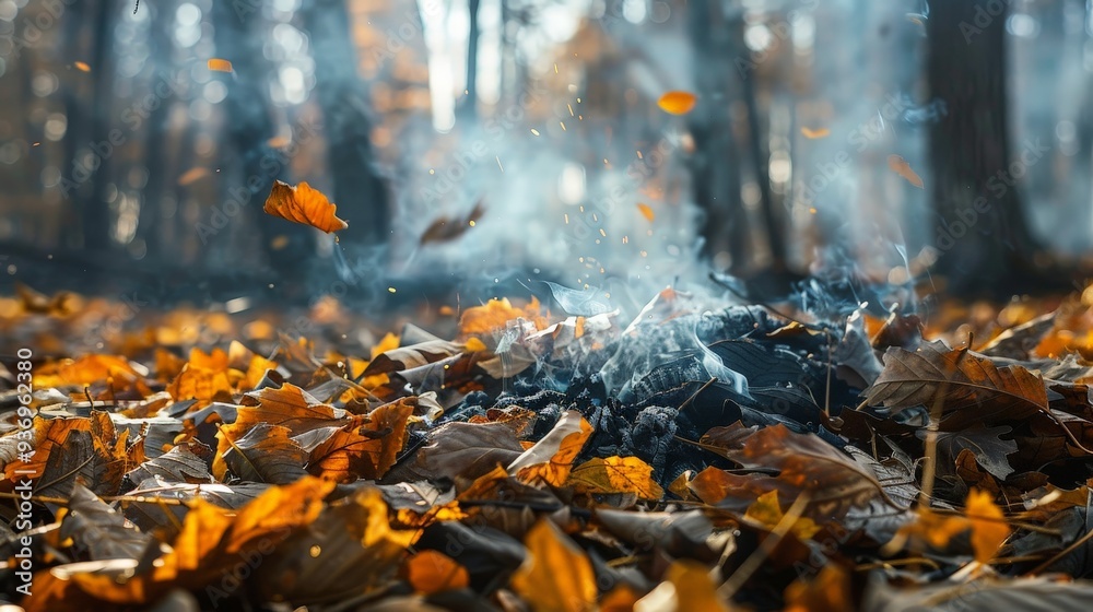 Smoke from burning leaves in the fall is a seasonal tradition in some areas. Smoke from burning leaves in the fall is a seasonal tradition in some areas.
