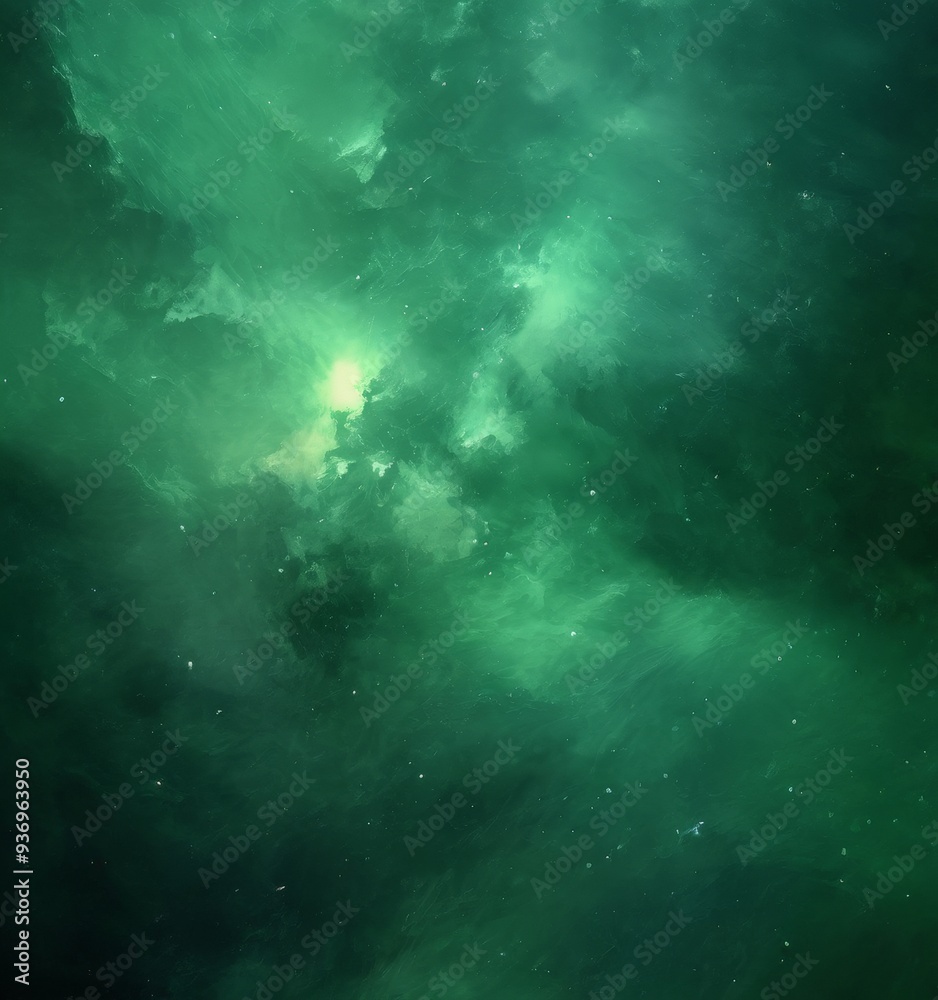 Fototapeta premium green nebula space background with stars and nebulas