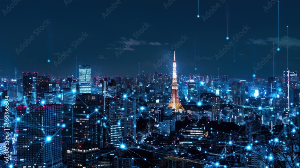 Smart city and abstract dot point connect with gradient line, big data connection technology concept. Smart city and abstract dot point connect with gradient line, big data connection technology concept.