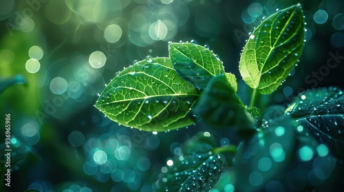 Closeup of a plant cell, Futuristic, Bright, Digital, Highlighting biological science photo