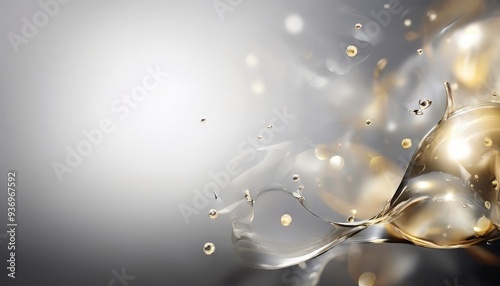 abstract gold background with shiny particles and bubbles