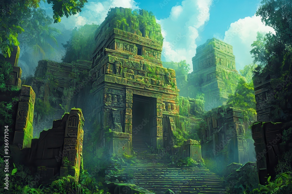 Ancient Stone Temple Overgrown with Lush Vegetation Ancient Stone Temple Overgrown with Lush Vegetation