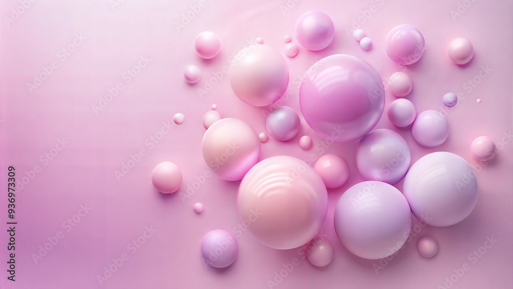 Abstract pink and purple spheres on soft gradient background, render with copy space Abstract pink and purple spheres on soft gradient background, render with copy space