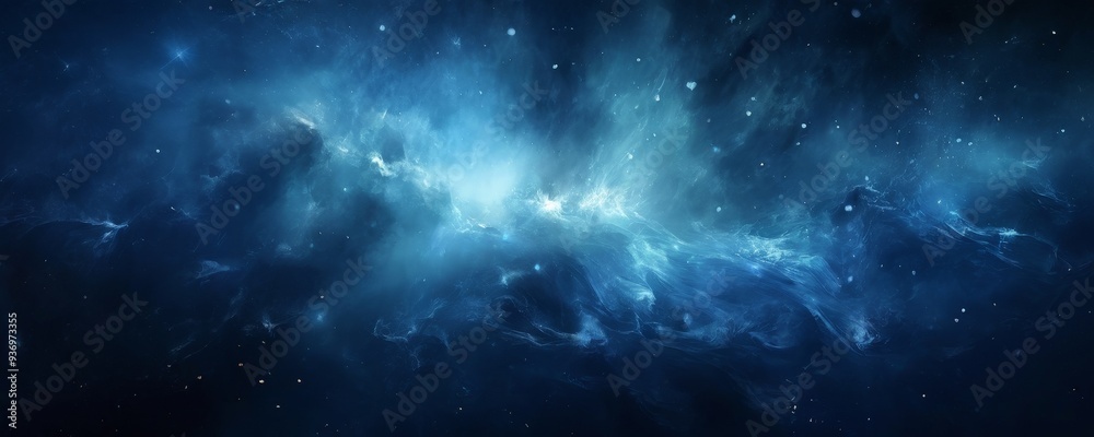 Naklejka premium dark blue nebula space background with stars