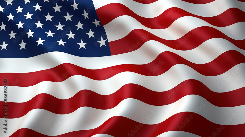 Waving flag of the United States with stars and stripes Waving flag of the United States with stars and stripes