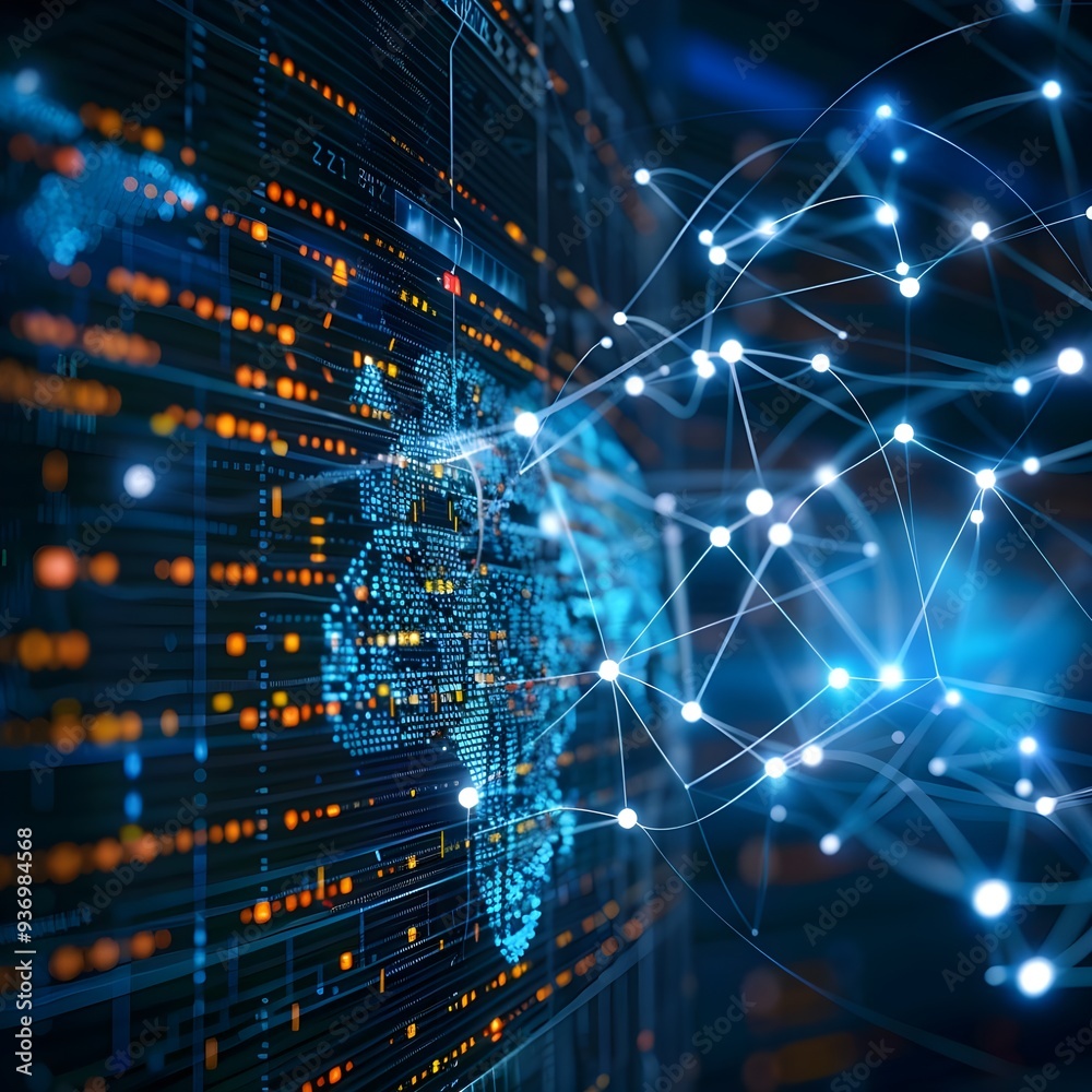 A vibrant visualization of a digital network and data exchange, highlighting the complex connections and flow of information in a modern technological landscape.
A vibrant visualization of a digital network and data exchange, highlighting the complex connections and flow of information in a modern technological landscape.