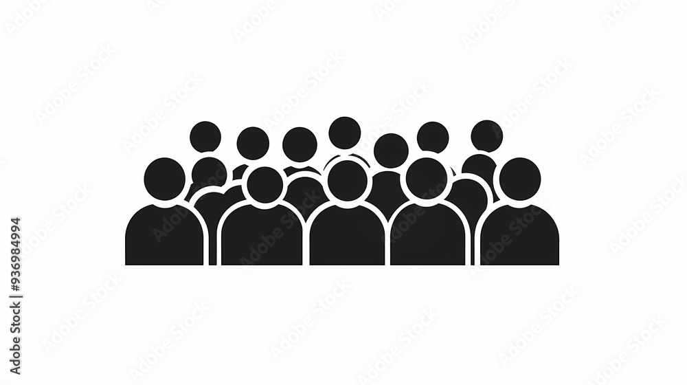 Black and white abstract vector illustration of a group of people, symbolizing teamwork and communication in business Black and white abstract vector illustration of a group of people, symbolizing teamwork and communication in business