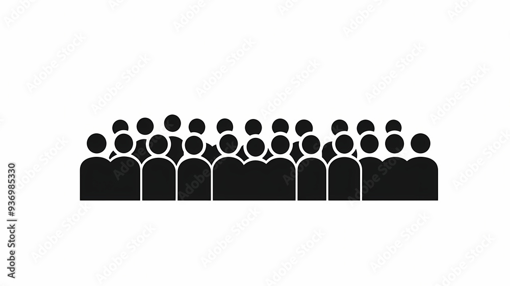 Black and white abstract vector illustration of a group of people ...