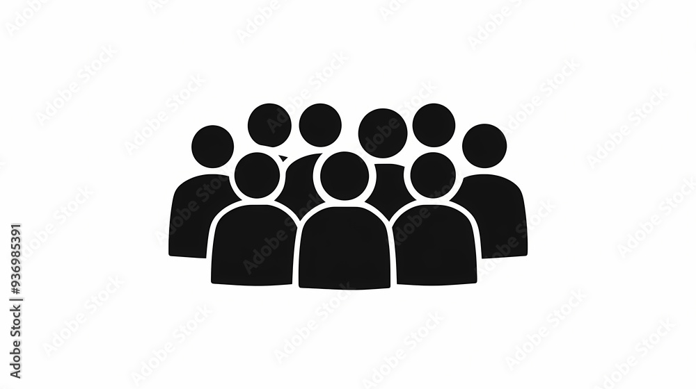 Black and white abstract vector illustration of a group of people, symbolizing teamwork and communication in business Black and white abstract vector illustration of a group of people, symbolizing teamwork and communication in business