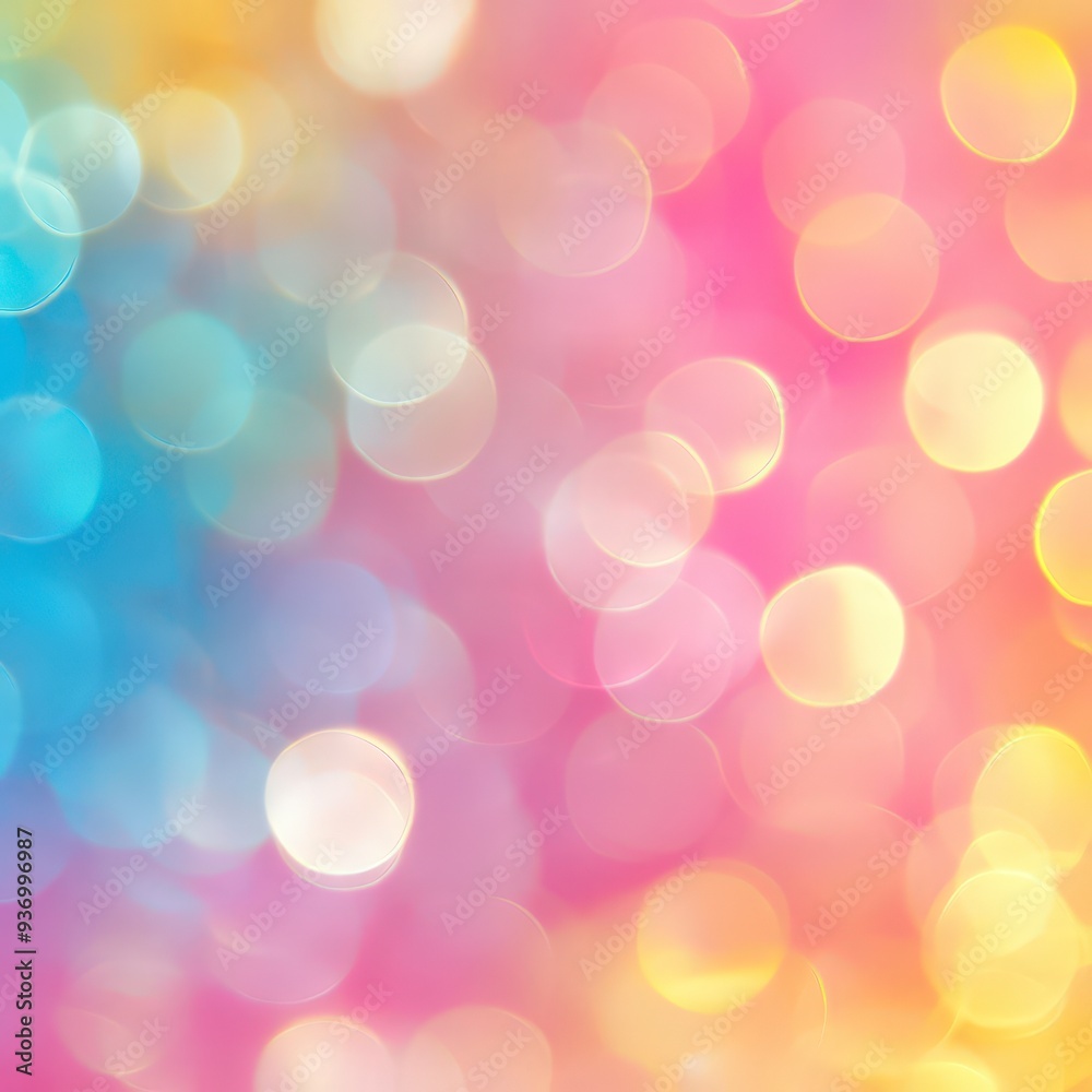 Vibrant Rainbow-Colored Bokeh Background in Pink, Blue, and Yellow Hues Vibrant Rainbow-Colored Bokeh Background in Pink, Blue, and Yellow Hues