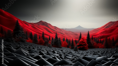 The red curtain of the mountains
