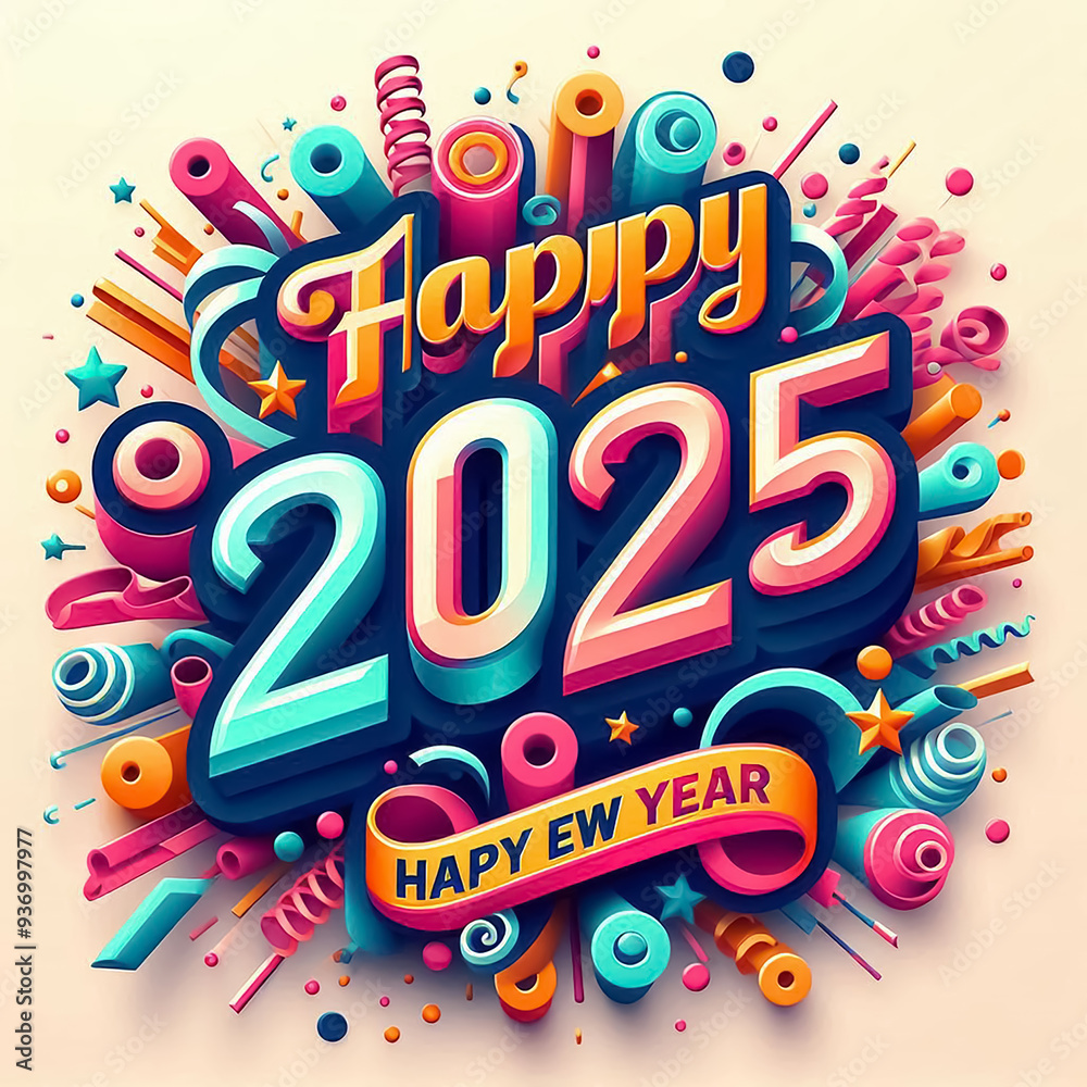 Happy new year 2025 typography Design Happy new year 2025 typography Design