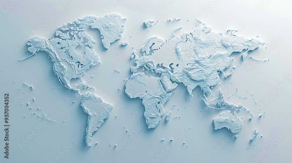 World map with land on light blue background.. World map with land on light blue background..