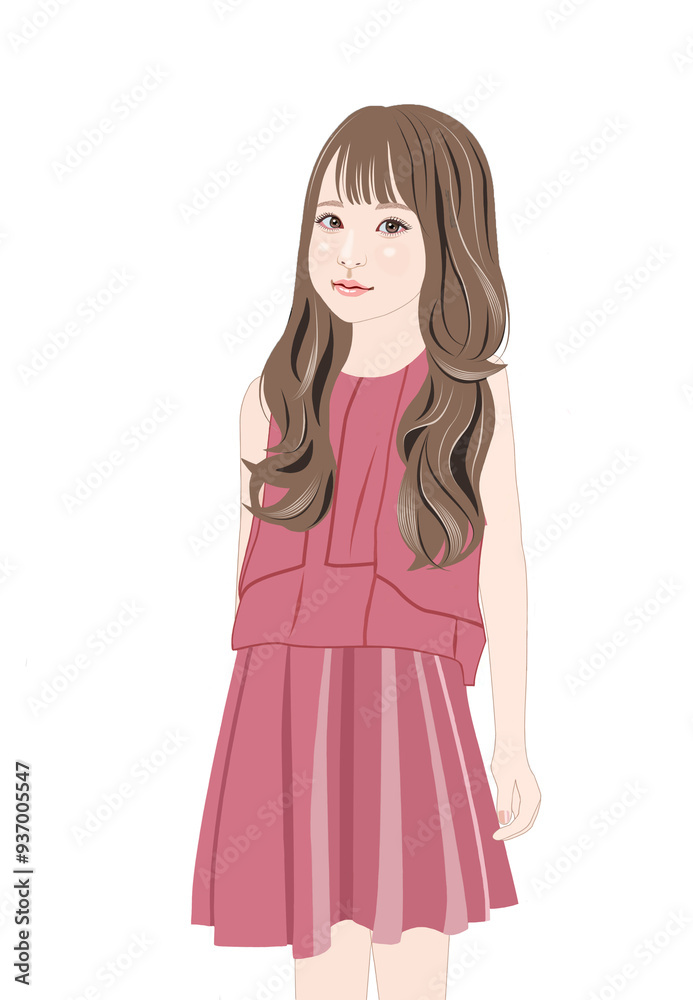 長い髪の少女立つ姿イラスト 長い髪の少女立つ姿イラスト