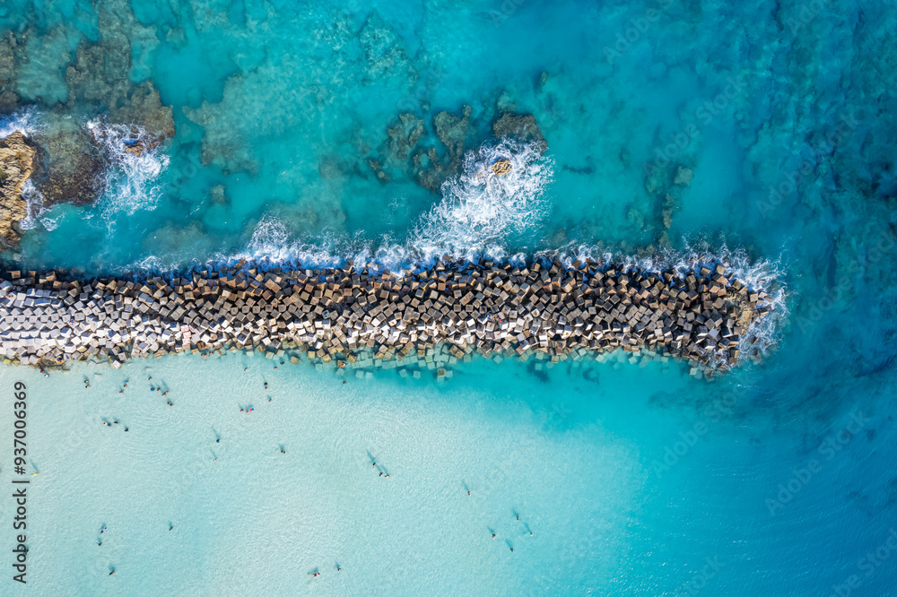 Geometric Breakwater in Crystal Clear Waters at Playa Gaviota, Cancun Geometric Breakwater in Crystal Clear Waters at Playa Gaviota, Cancun
