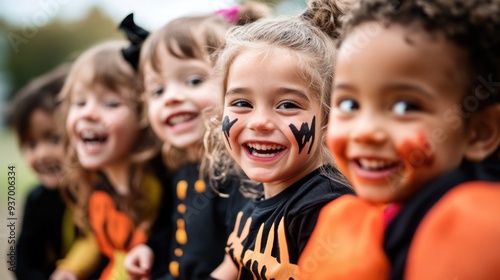 A group of children are dressed up in Halloween costumes