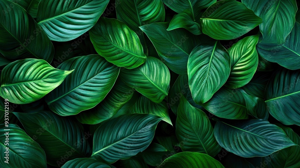 The leaves of Spathiphyllum cannifolium, abstract dark green surface, natural background, tropical leaves , ai The leaves of Spathiphyllum cannifolium, abstract dark green surface, natural background, tropical leaves , ai