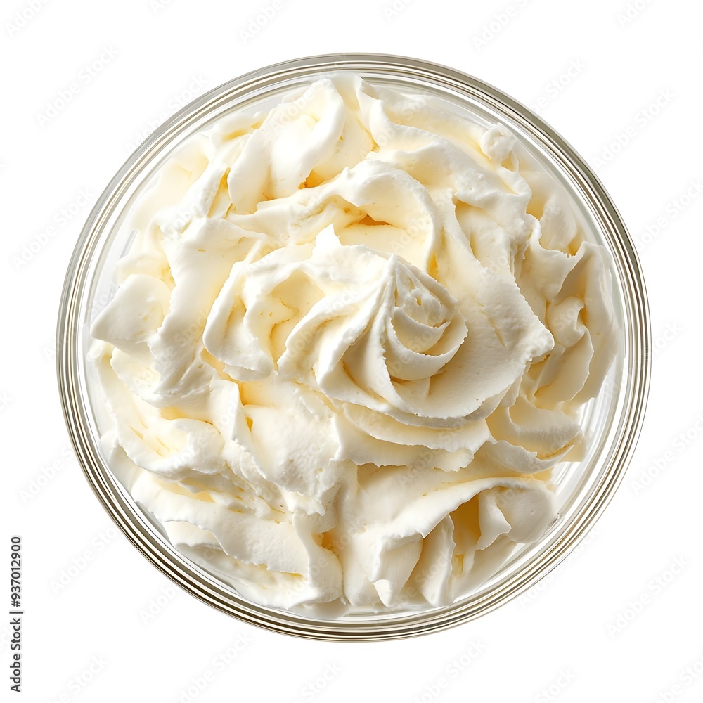 Whipped Cream in a Glass Bowl. Whipped Cream in a Glass Bowl.