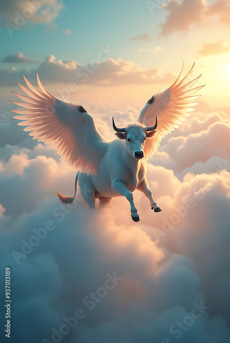 Flying cow. Created using generative AI tools.
