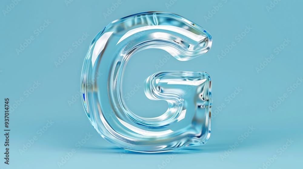 Glass letter G from a gorgeous set of handwritten alphabet set on blue background Glass letter G from a gorgeous set of handwritten alphabet set on blue background