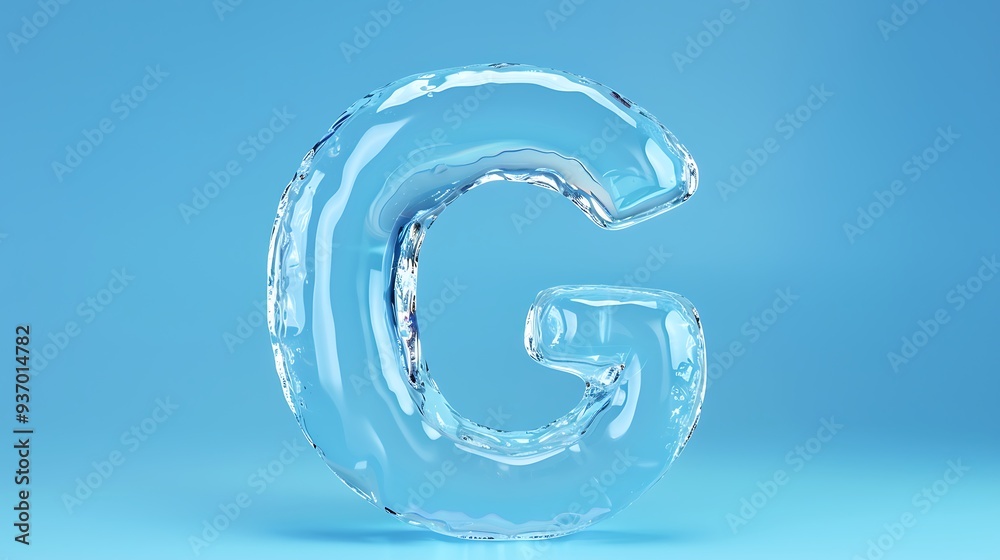 Glass letter G from a gorgeous set of handwritten alphabet set on blue background Glass letter G from a gorgeous set of handwritten alphabet set on blue background