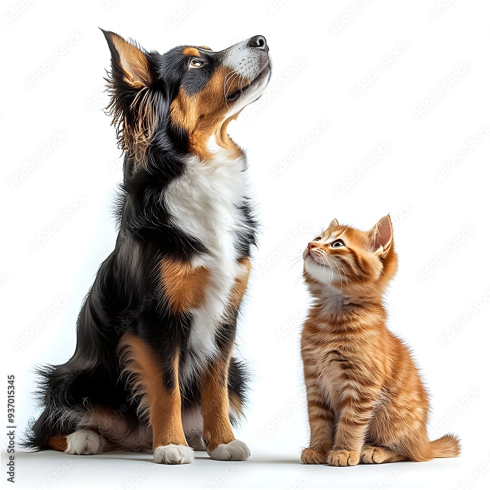 Dog and Cat Looking Up. Dog and Cat Looking Up.