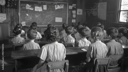 Students in a Rural Schoolhouse  Black and White Photography photo