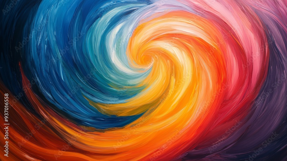 Abstract Colorful Swirling Oil Painting