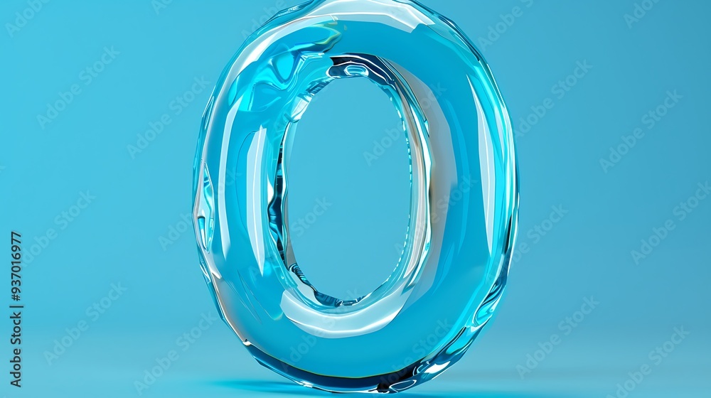 Glass letter O from a gorgeous set of handwritten alphabet set on blue background Glass letter O from a gorgeous set of handwritten alphabet set on blue background