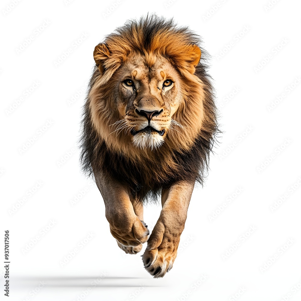 Obraz premium Majestic Lion Running Towards Camera.