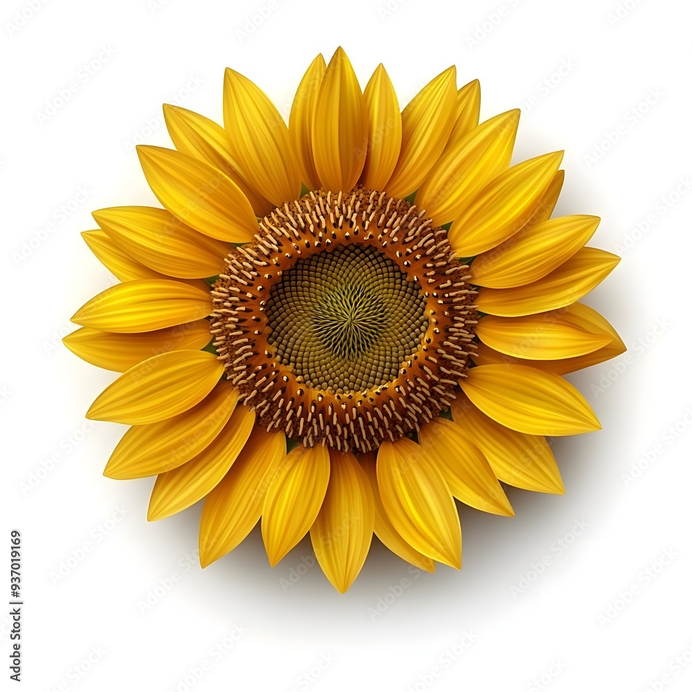 Fototapeta premium Yellow Sunflower Isolated on White Background.