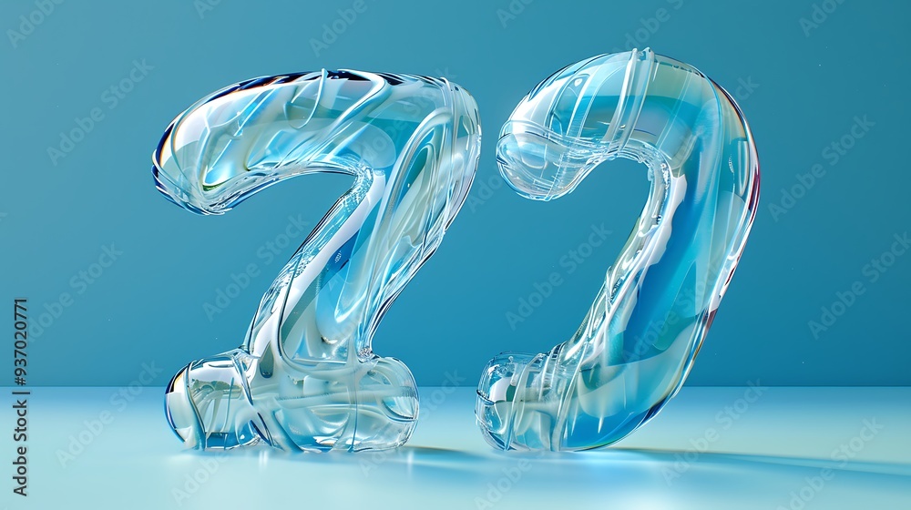 Glass number 17 from a gorgeous set of handwritten numbers set isolated on blue background Glass number 17 from a gorgeous set of handwritten numbers set isolated on blue background