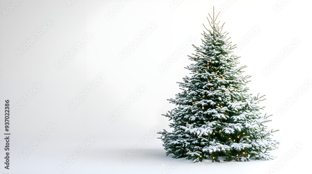Snowy Christmas Tree with Lights. Snowy Christmas Tree with Lights.